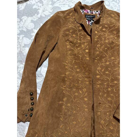 Prospor& Devine Leather Ground Floor Floor Floral Jacket Size M - Picture 3 of 10